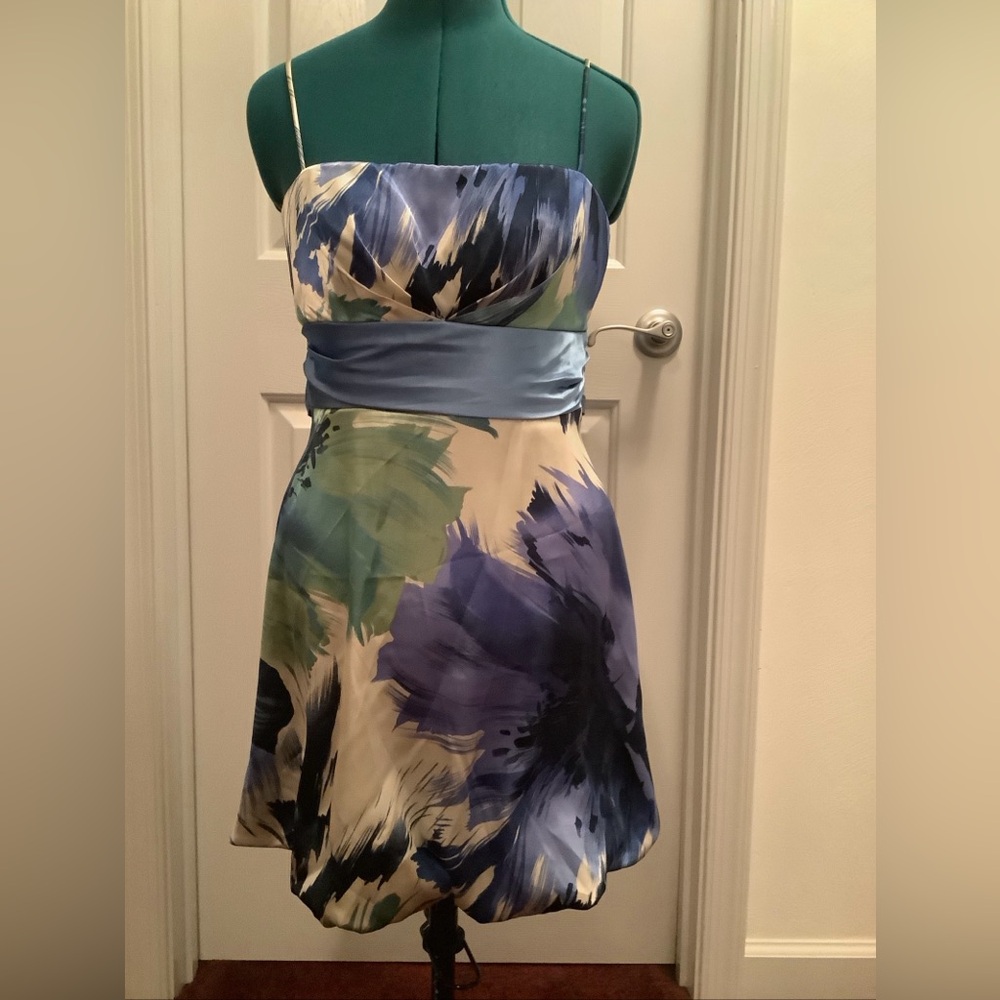 Dressbarn Women's Multicolor Floral Spaghetti Straps 8p Zip Closure Sundress